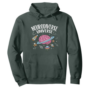 Neurodiversity Hoodie Neurodiverse Funny Brain Universe Autism ADHD ASD TS09 Dark Forest Green Printyourwear