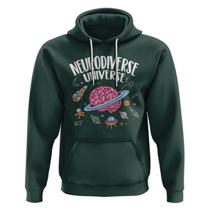 Neurodiversity Hoodie Neurodiverse Funny Brain Universe Autism ADHD ASD TS09 Dark Forest Green Printyourwear