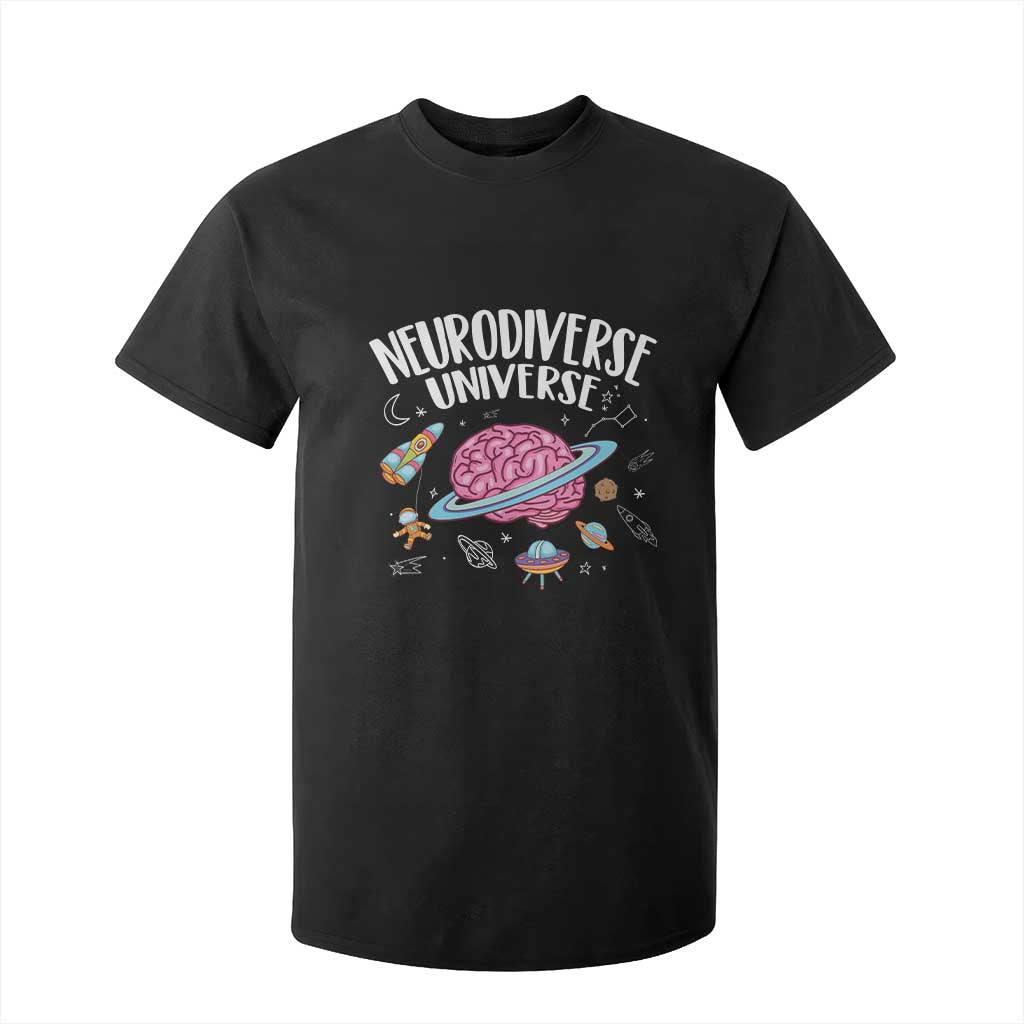 Neurodiversity T Shirt For Kid Neurodiverse Funny Brain Universe Autism ADHD ASD TS09 Black Printyourwear