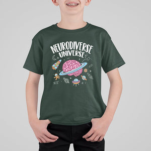 Neurodiversity T Shirt For Kid Neurodiverse Funny Brain Universe Autism ADHD ASD TS09 Dark Forest Green Printyourwear