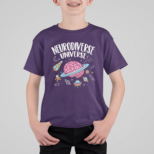 Neurodiversity T Shirt For Kid Neurodiverse Funny Brain Universe Autism ADHD ASD TS09 Purple Printyourwear