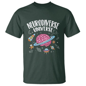 Neurodiversity T Shirt Neurodiverse Funny Brain Universe Autism ADHD ASD TS09 Dark Forest Green Printyourwear