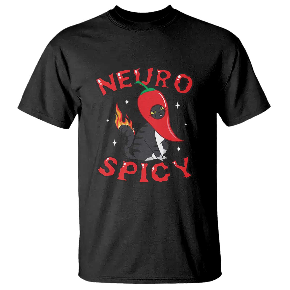 Neurodiversity T Shirt Neuro Spicy Funny Cat Lover Autism ADHD ASD TS09 Black Printyourwear