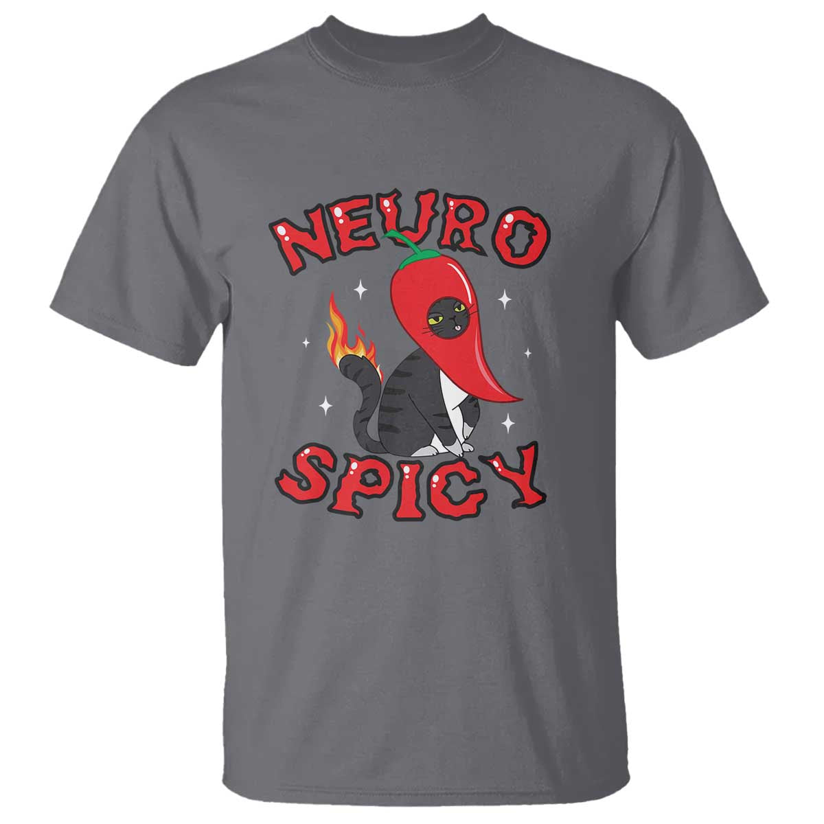 Neurodiversity T Shirt Neuro Spicy Funny Cat Lover Autism ADHD ASD TS09 Charcoal Printyourwear