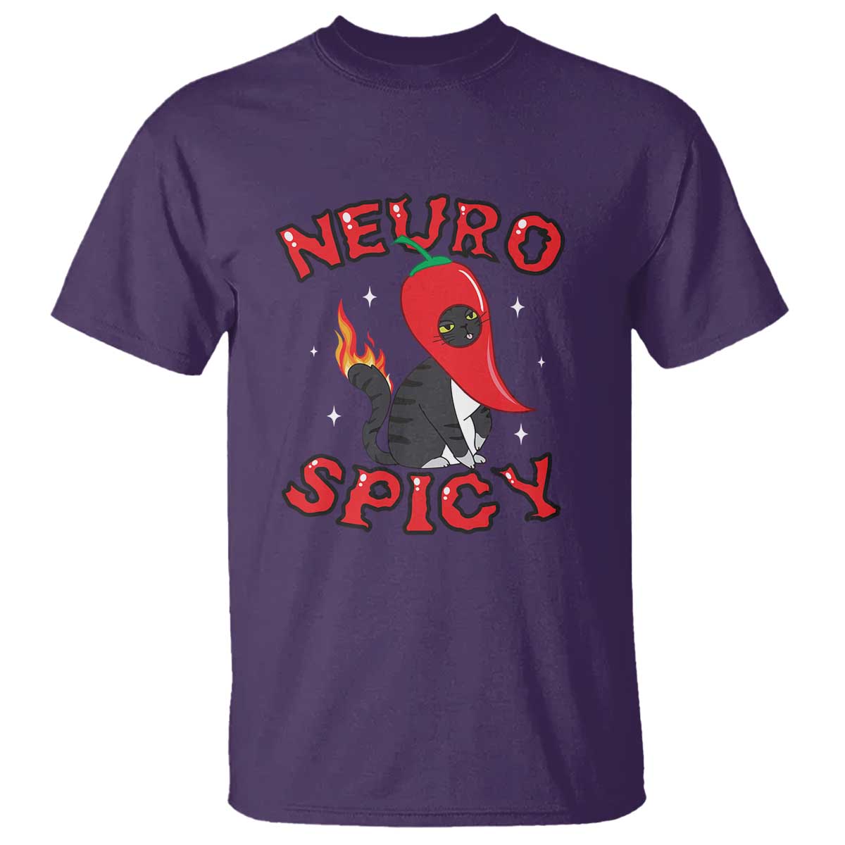 Neurodiversity T Shirt Neuro Spicy Funny Cat Lover Autism ADHD ASD TS09 Purple Printyourwear