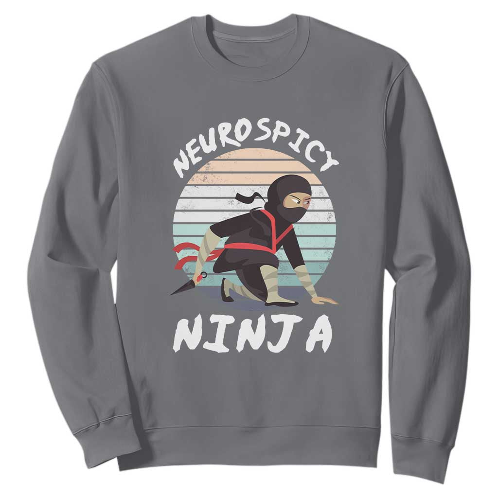 Neurodiversity Sweatshirt Neurospicy Ninja Autism ADHD ASD TS09 Charcoal Printyourwear