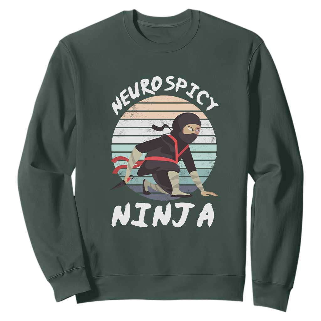 Neurodiversity Sweatshirt Neurospicy Ninja Autism ADHD ASD TS09 Dark Forest Green Printyourwear