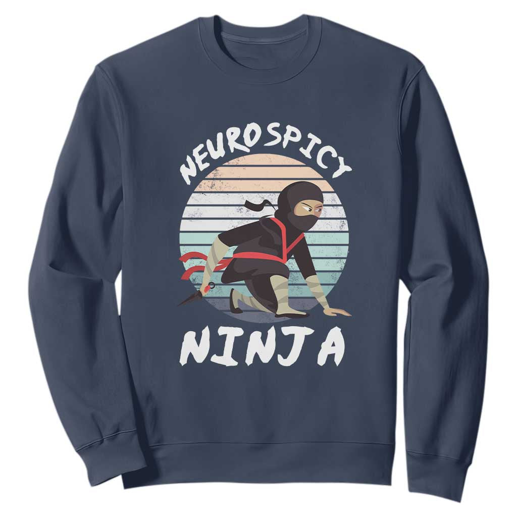 Neurodiversity Sweatshirt Neurospicy Ninja Autism ADHD ASD TS09 Navy Printyourwear