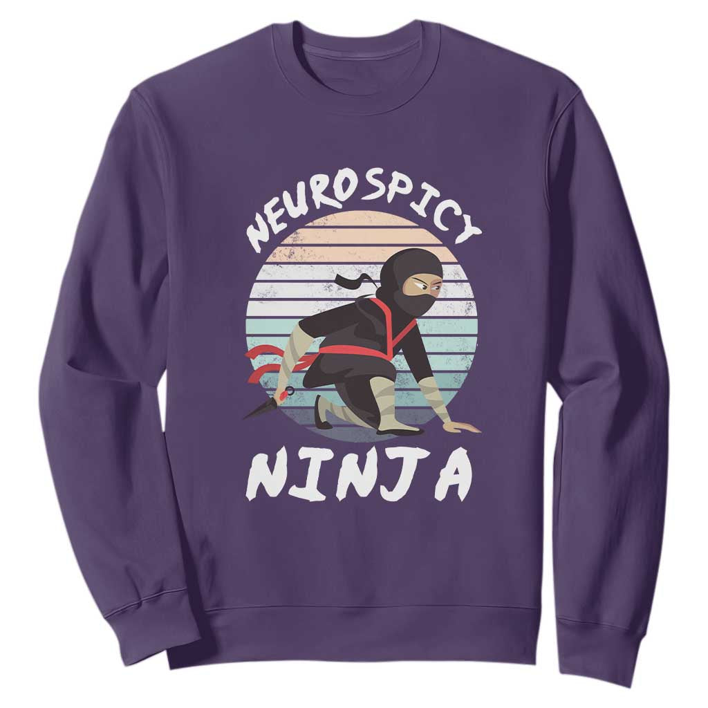 Neurodiversity Sweatshirt Neurospicy Ninja Autism ADHD ASD TS09 Purple Printyourwear