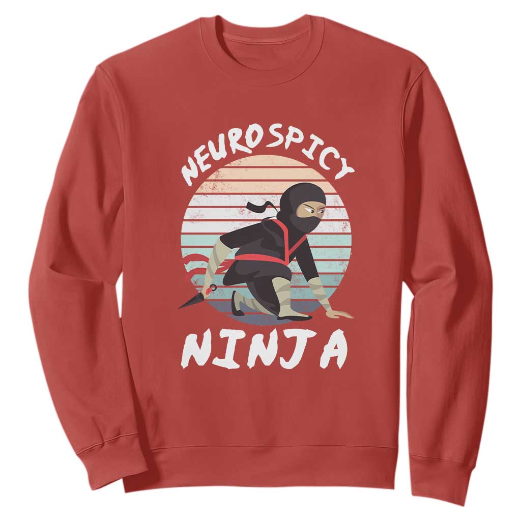 Neurodiversity Sweatshirt Neurospicy Ninja Autism ADHD ASD TS09 Red Printyourwear