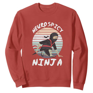 Neurodiversity Sweatshirt Neurospicy Ninja Autism ADHD ASD TS09 Red Printyourwear