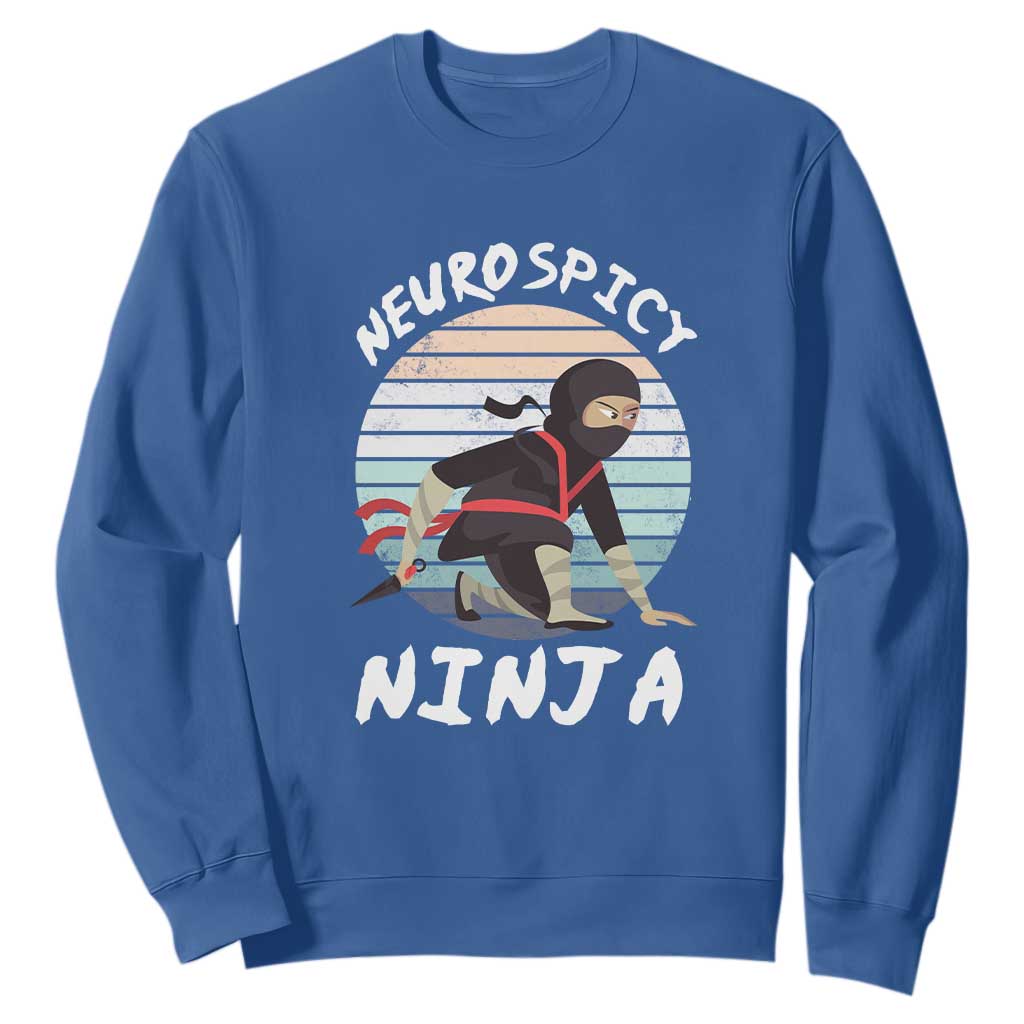 Neurodiversity Sweatshirt Neurospicy Ninja Autism ADHD ASD TS09 Royal Blue Printyourwear