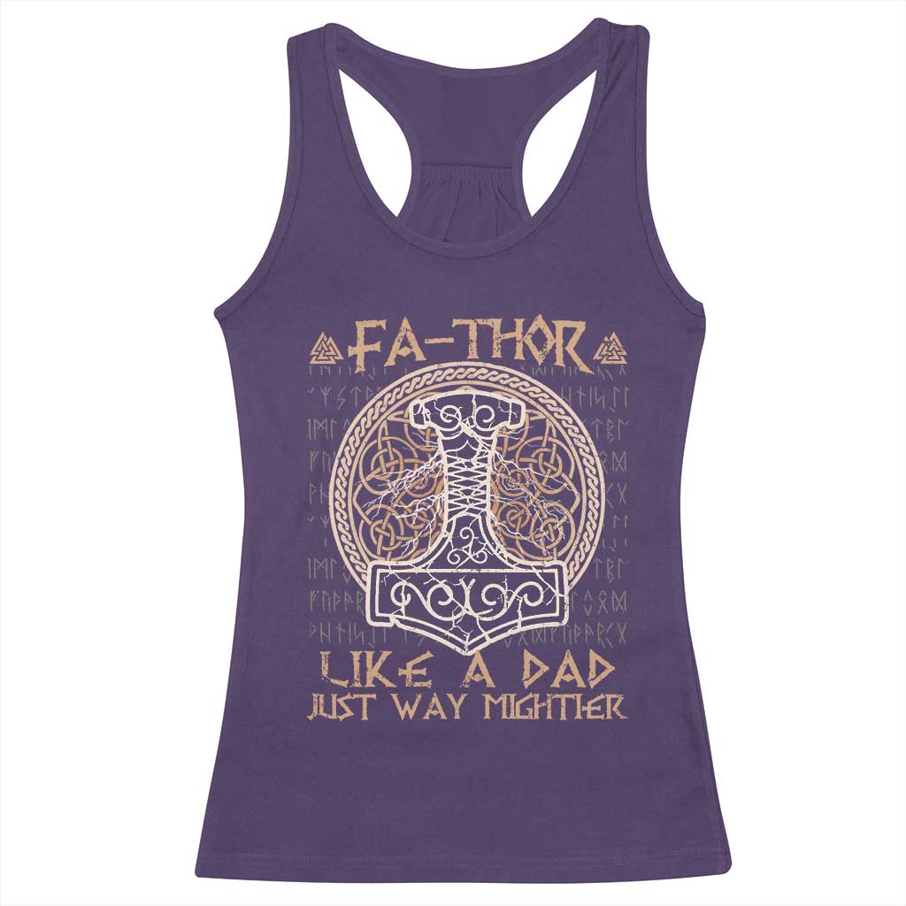 Funny Viking Dad Racerback Tank Top Fathor Like A Dad Just Way Mightier TS09 Purple Print Your Wear