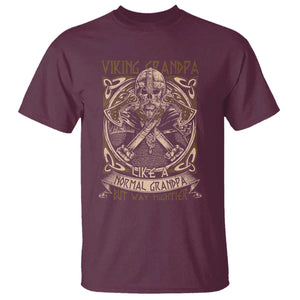 Viking Grandpa T Shirt Like A Normal Grandpa But Way Mightier TS09 Maroon Print Your Wear