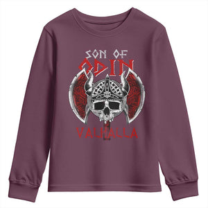Viking Youth Sweatshirt Son Of Odin VALHALLA Norse Mythology TS09 Maroon Print Your Wear