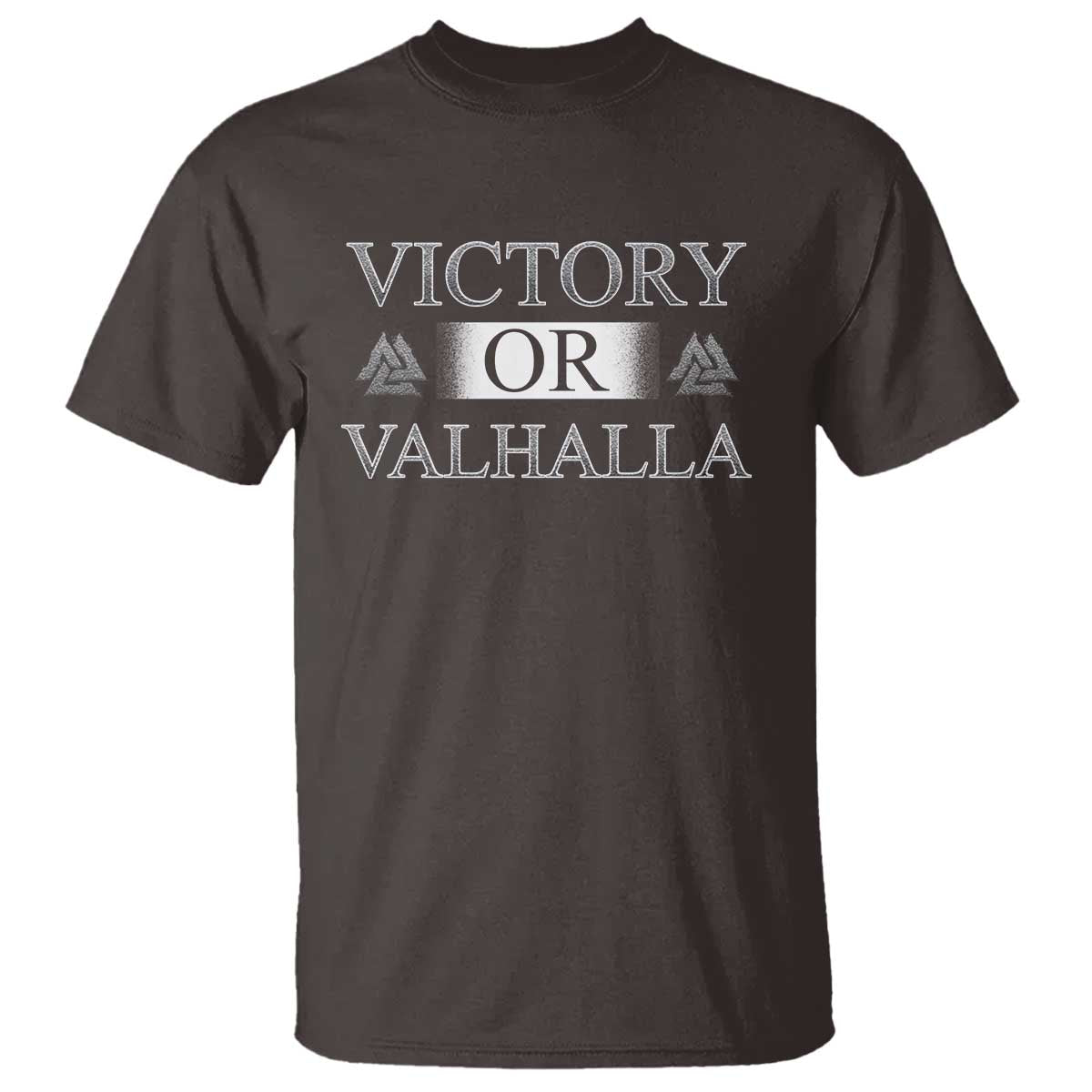 Viking T Shirt Victory Or Valhalla Norse Mythology TS09 Dark Chocolate Print Your Wear