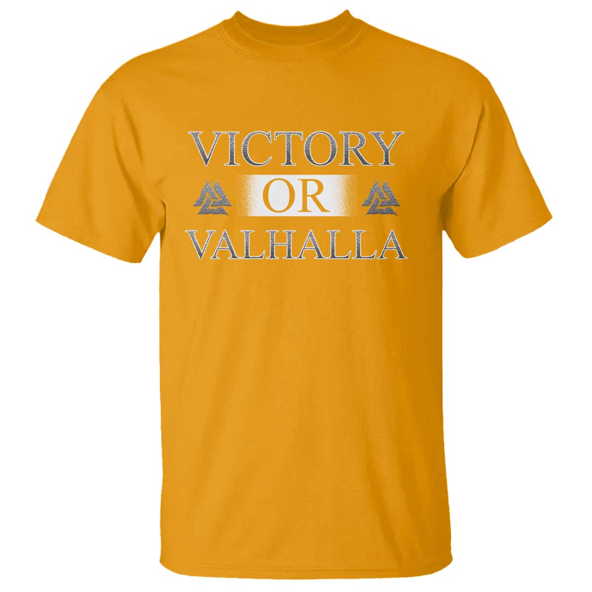 Viking T Shirt Victory Or Valhalla Norse Mythology TS09 Gold Print Your Wear