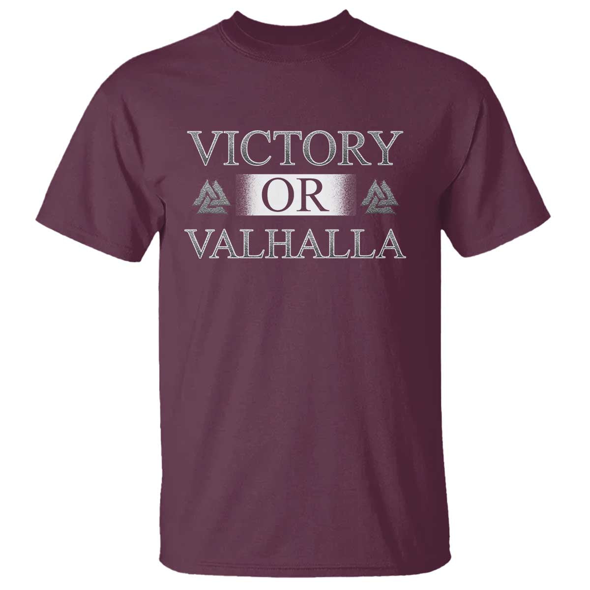 Viking T Shirt Victory Or Valhalla Norse Mythology TS09 Maroon Print Your Wear