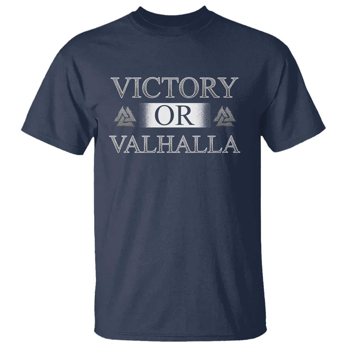 Viking T Shirt Victory Or Valhalla Norse Mythology TS09 Navy Print Your Wear