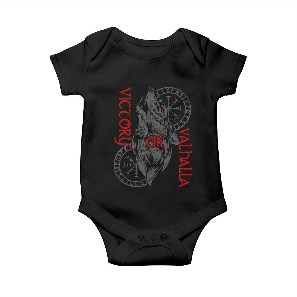 Viking Victory Or Valhalla Baby Onesie Norse Mythology TS09 Black Print Your Wear