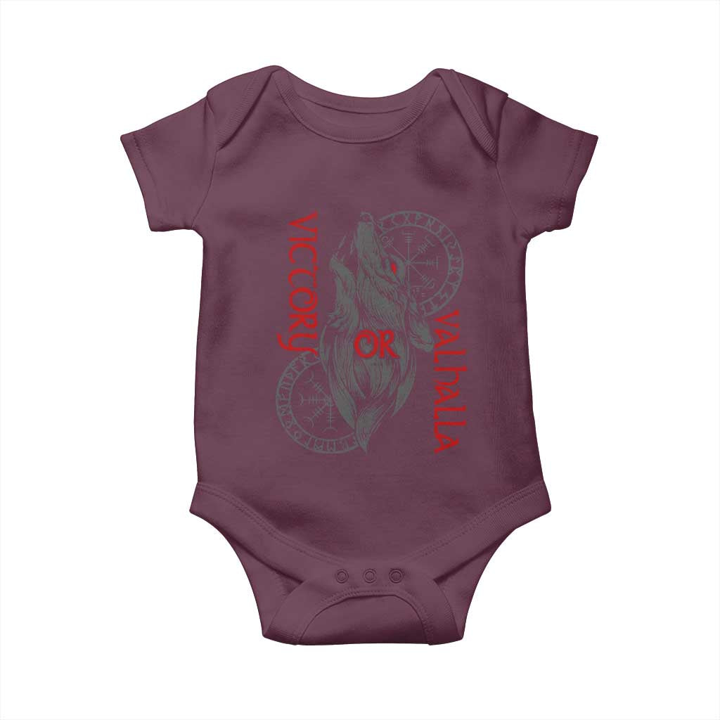 Viking Victory Or Valhalla Baby Onesie Norse Mythology TS09 Maroon Print Your Wear