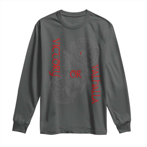 Viking Victory Or Valhalla Long Sleeve Shirt Norse Mythology TS09 Dark Heather Print Your Wear