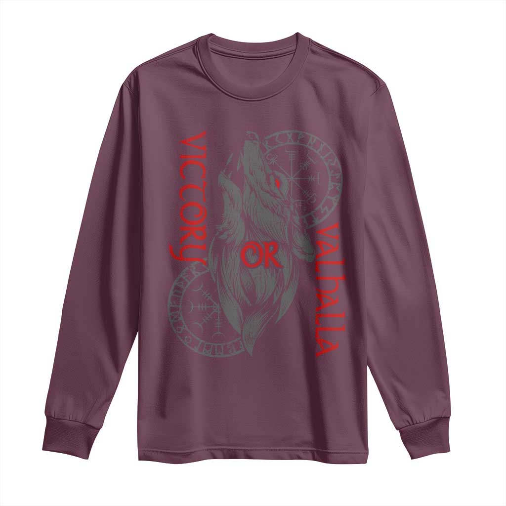 Viking Victory Or Valhalla Long Sleeve Shirt Norse Mythology TS09 Maroon Print Your Wear