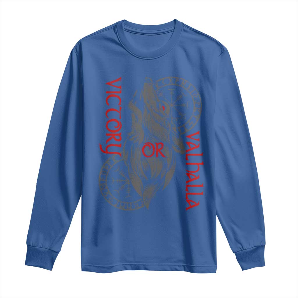 Viking Victory Or Valhalla Long Sleeve Shirt Norse Mythology TS09 Royal Blue Print Your Wear