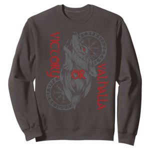 Viking Victory Or Valhalla Sweatshirt Norse Mythology TS09 Dark Chocolate Print Your Wear