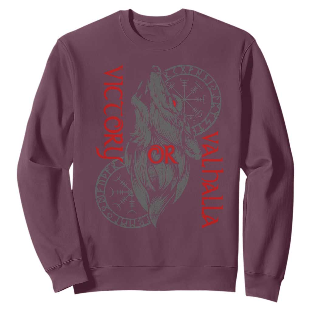 Viking Victory Or Valhalla Sweatshirt Norse Mythology TS09 Maroon Print Your Wear