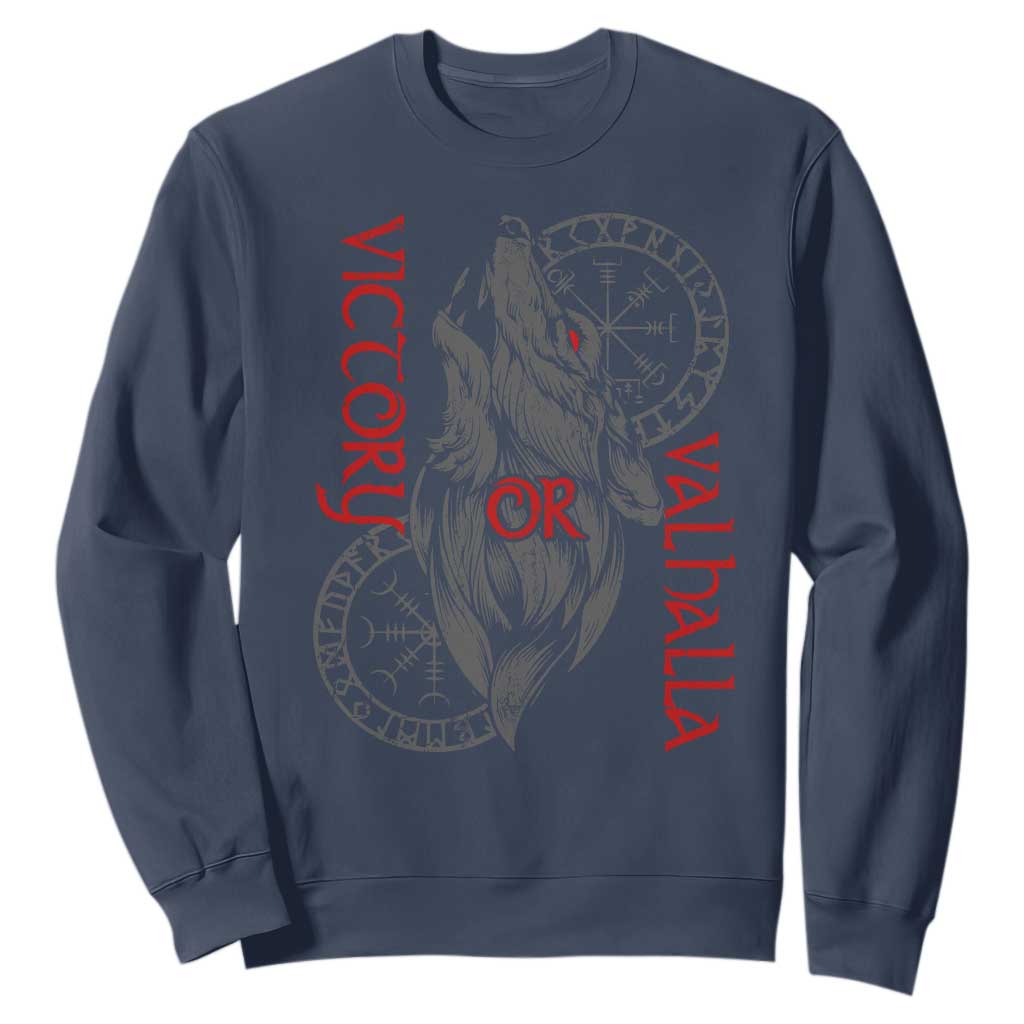 Viking Victory Or Valhalla Sweatshirt Norse Mythology TS09 Navy Print Your Wear