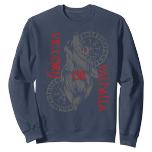 Viking Victory Or Valhalla Sweatshirt Norse Mythology TS09 Navy Print Your Wear