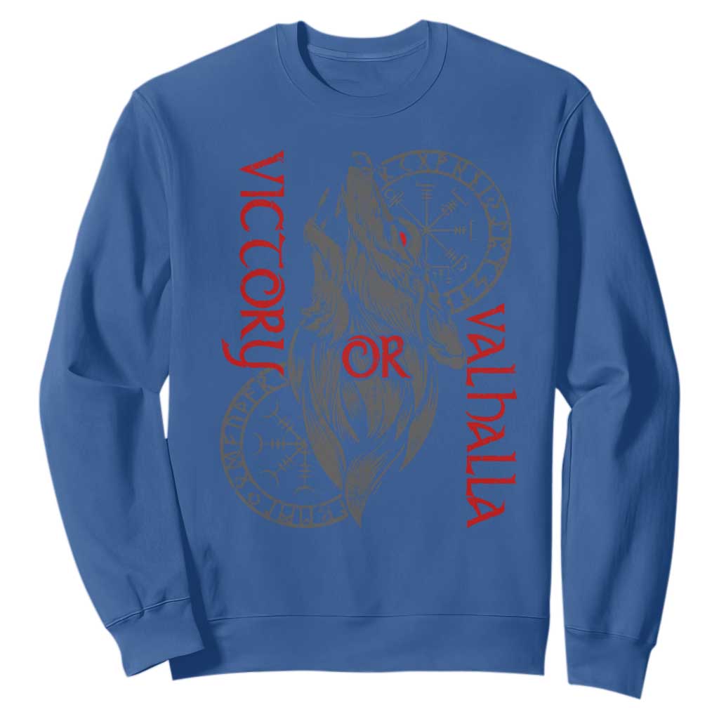 Viking Victory Or Valhalla Sweatshirt Norse Mythology TS09 Royal Blue Print Your Wear
