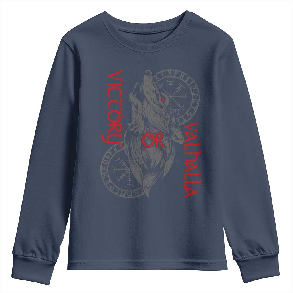 Viking Victory Or Valhalla Youth Sweatshirt Norse Mythology TS09 Navy Print Your Wear