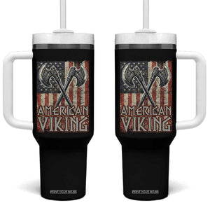 American Viking Tumbler With Handle American Flag Axe Norse Mythology TS09 One Size: 40 oz Black Print Your Wear
