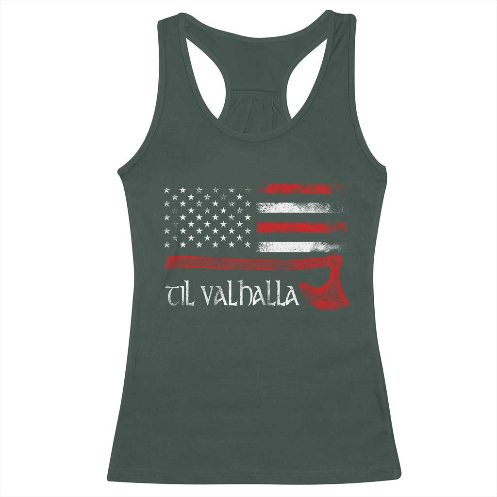 Viking Til Valhalla Racerback Tank Top TS09 Dark Forest Green Print Your Wear
