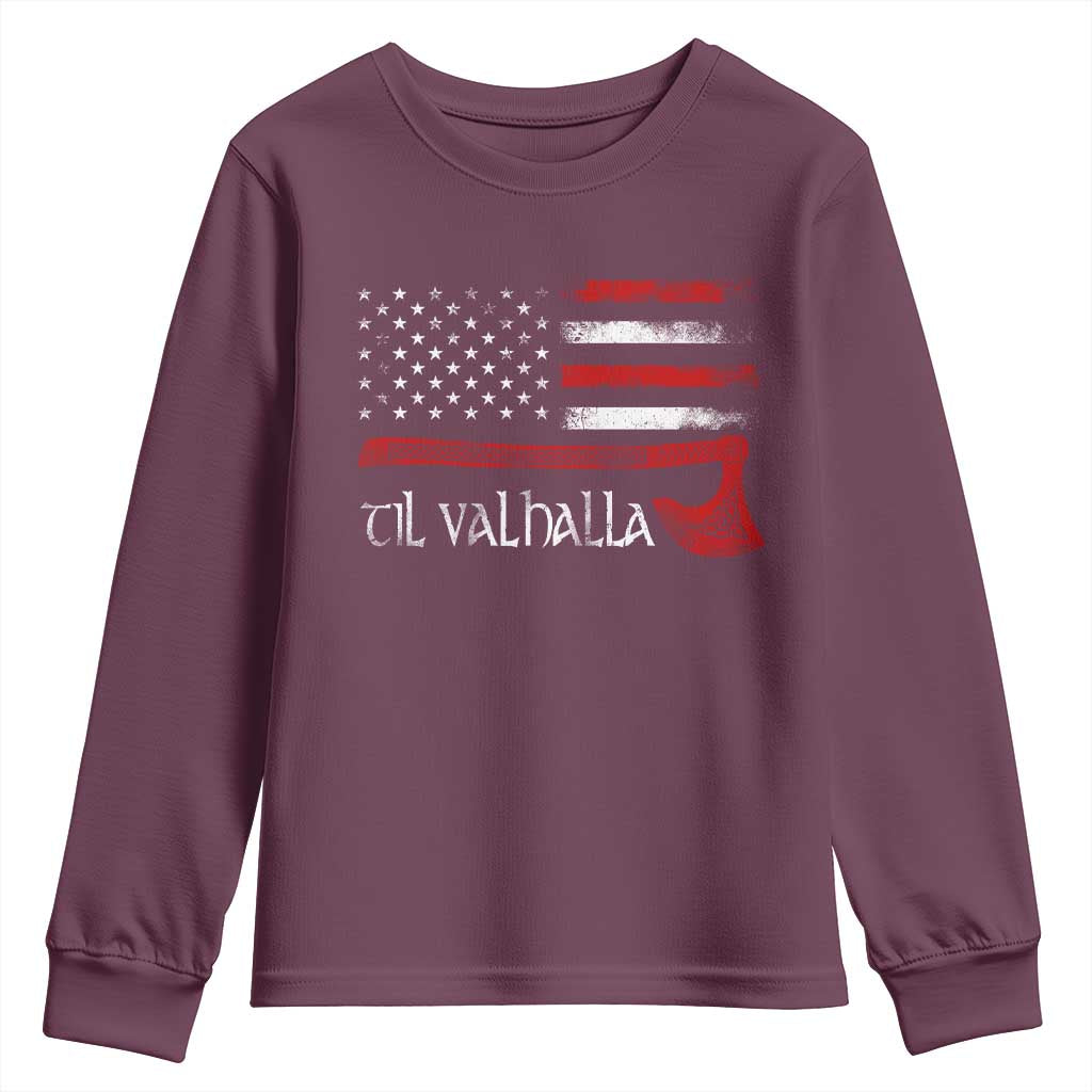 Viking Til Valhalla Youth Sweatshirt TS09 Maroon Print Your Wear