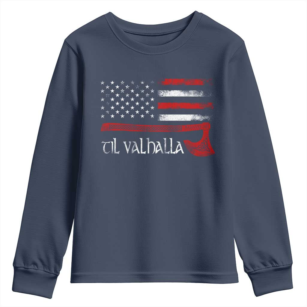 Viking Til Valhalla Youth Sweatshirt TS09 Navy Print Your Wear