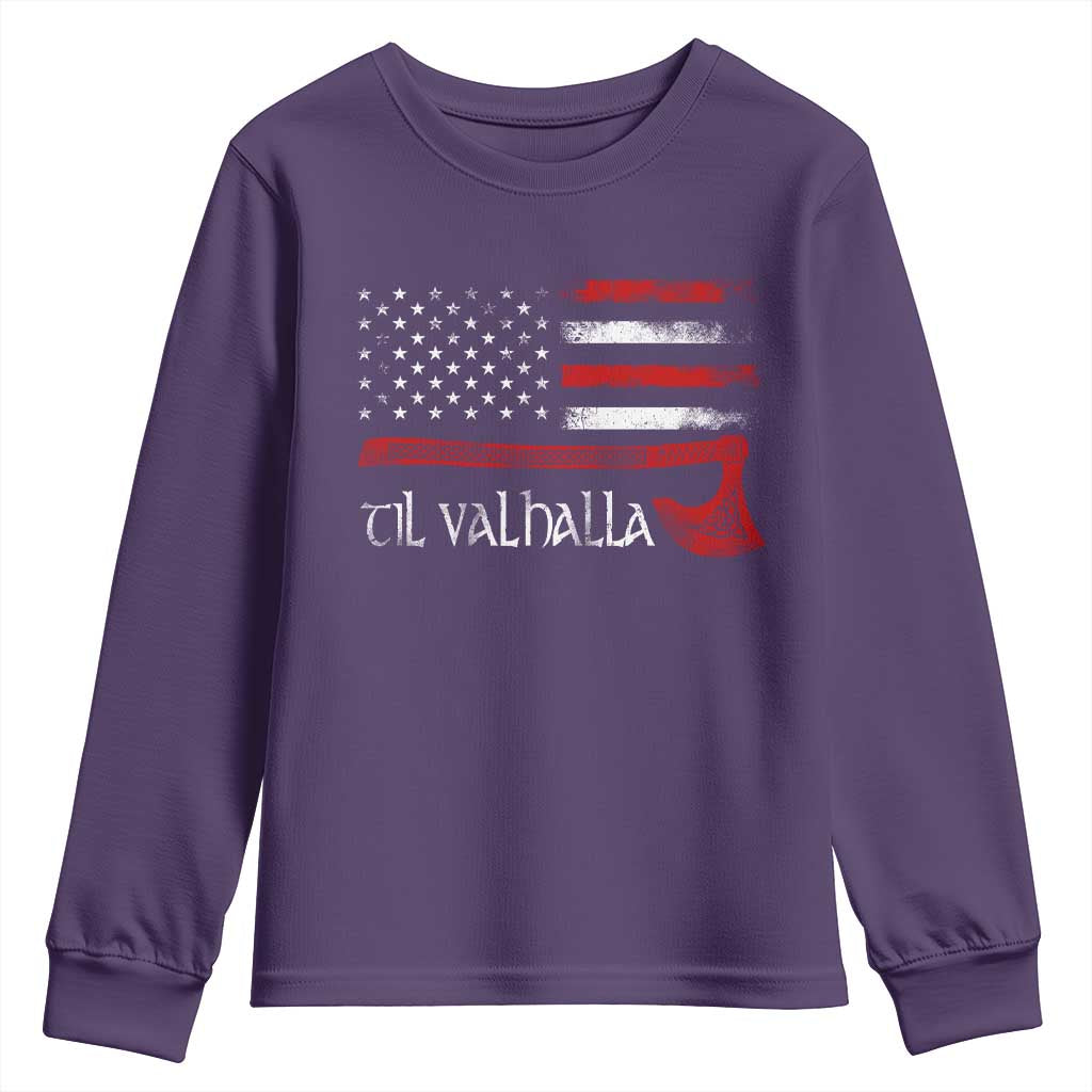 Viking Til Valhalla Youth Sweatshirt TS09 Purple Print Your Wear