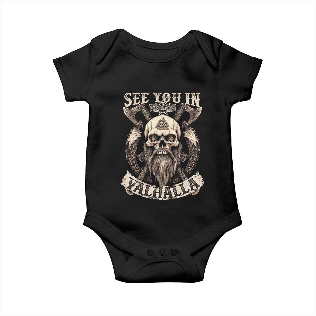 Viking Baby Onesie See You In Valhalla TS09 Black Print Your Wear