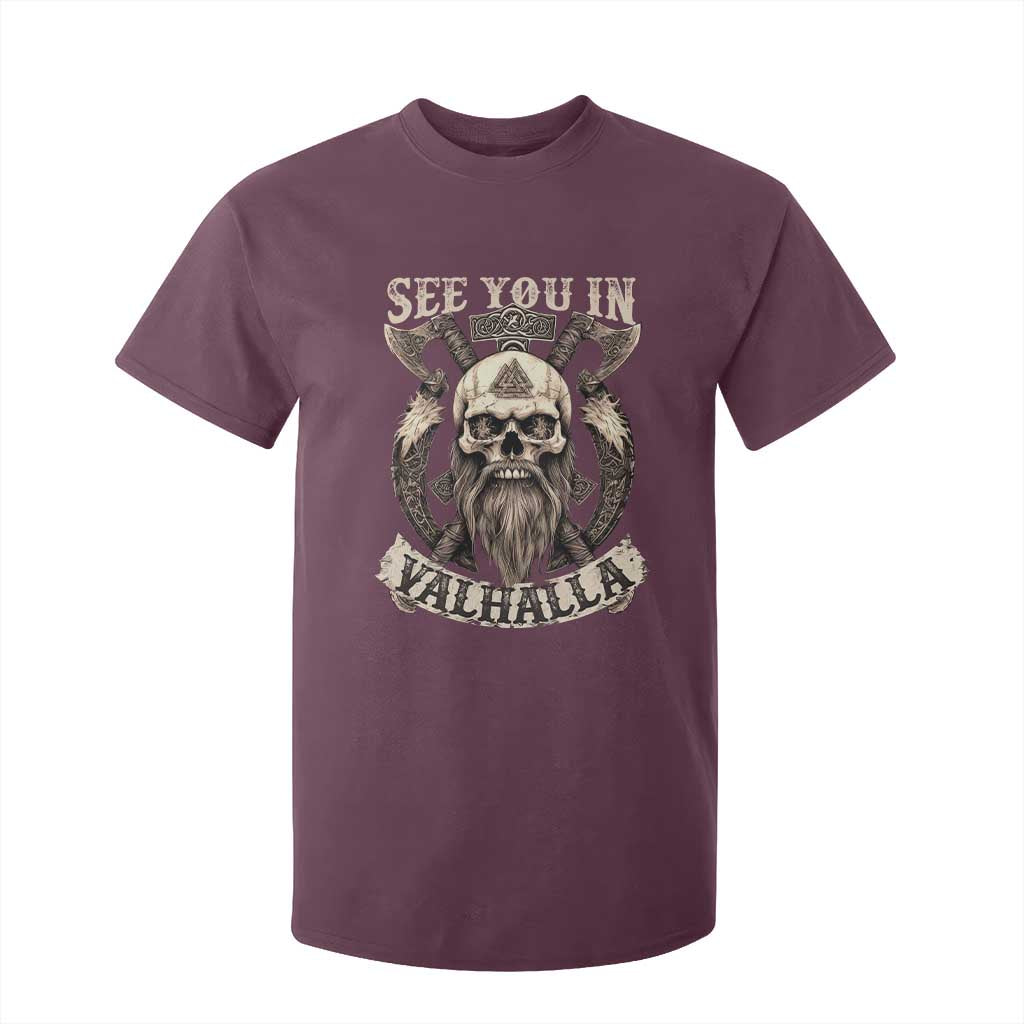 Viking T Shirt For Kid See You In Valhalla TS09 Maroon Print Your Wear