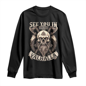 Viking Long Sleeve Shirt See You In Valhalla TS09 Black Print Your Wear