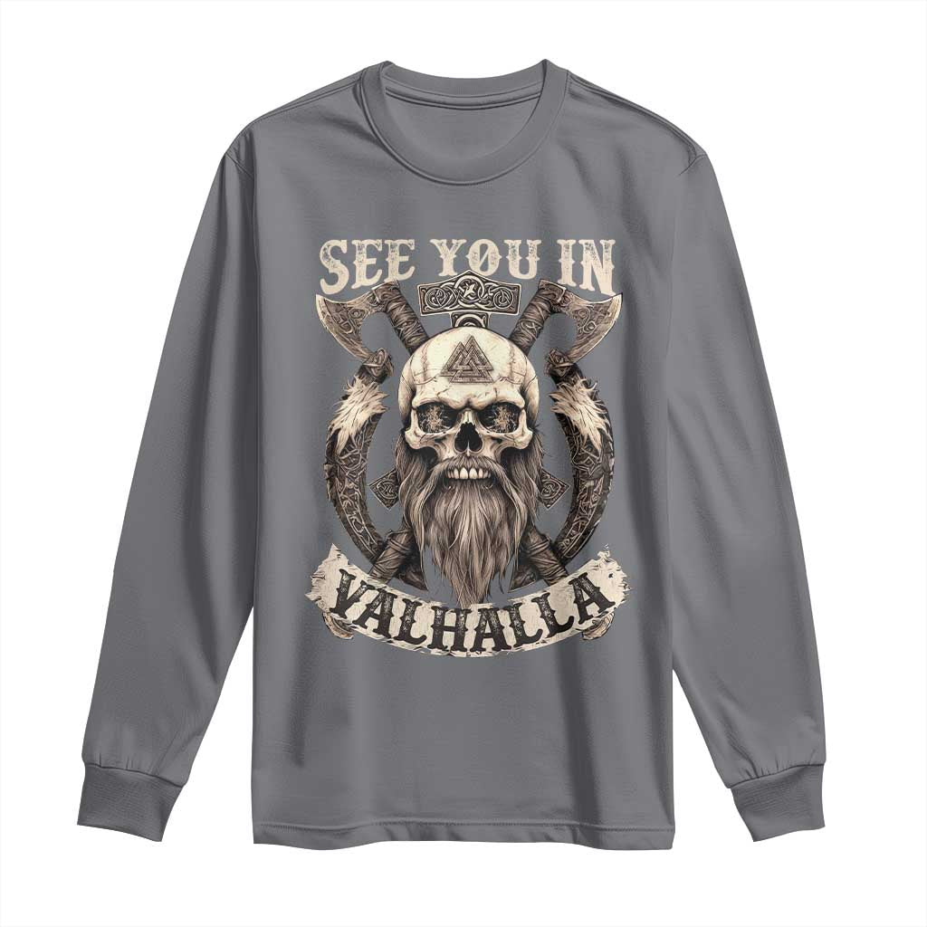Viking Long Sleeve Shirt See You In Valhalla TS09 Charcoal Print Your Wear