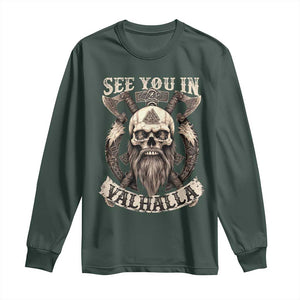 Viking Long Sleeve Shirt See You In Valhalla TS09 Dark Forest Green Print Your Wear