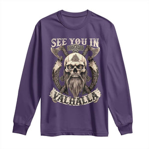 Viking Long Sleeve Shirt See You In Valhalla TS09 Purple Print Your Wear