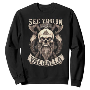 Viking Sweatshirt See You In Valhalla TS09 Black Print Your Wear