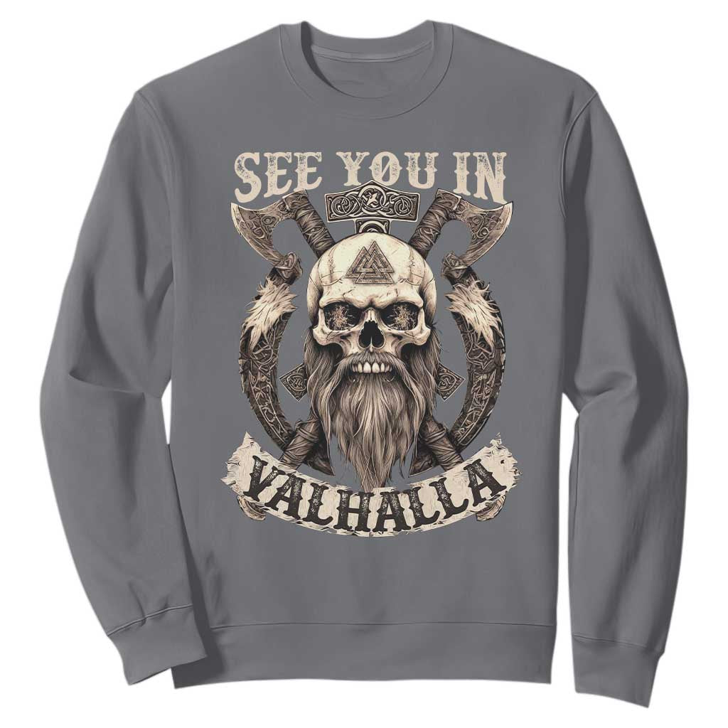 Viking Sweatshirt See You In Valhalla TS09 Charcoal Print Your Wear
