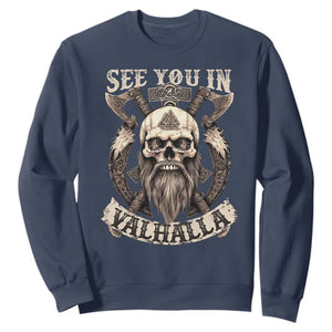 Viking Sweatshirt See You In Valhalla TS09 Navy Print Your Wear