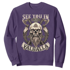 Viking Sweatshirt See You In Valhalla TS09 Purple Print Your Wear