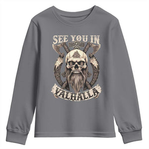 Viking Youth Sweatshirt See You In Valhalla TS09 Charcoal Print Your Wear